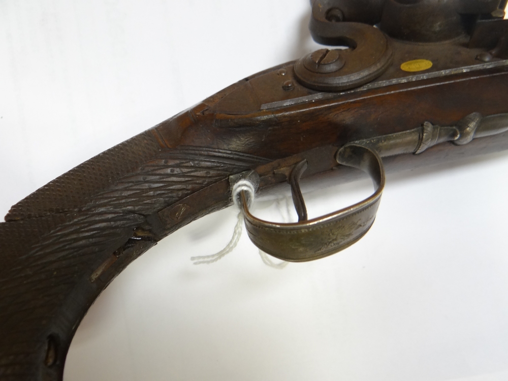 LATE 18TH / EARLY 19TH CENTURY FLINTLOCK PISTOL BY EDWARD BATE stamped maker's mark to yellow - Image 8 of 34