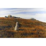 DAVID TRESS watercolour - standing stone on mountainside, entitled verso 'Standing Stone Carnedd