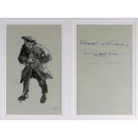 SIR KYFFIN WILLIAMS RA two handwritten Christmas greetings - one framed together with a print of