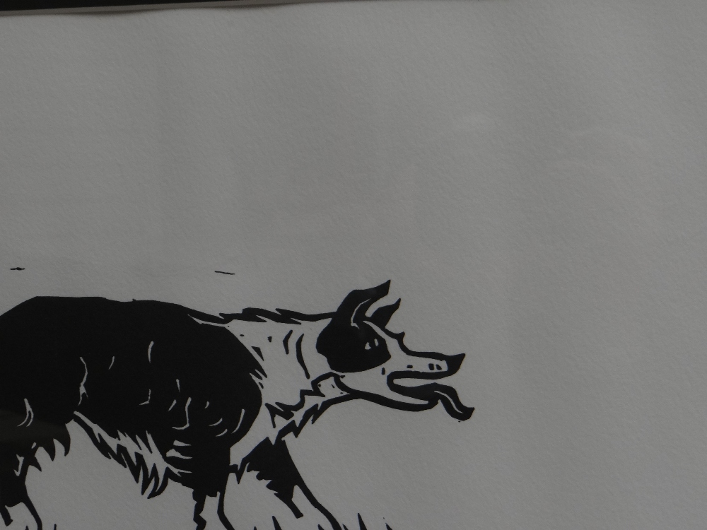 SIR KYFFIN WILLIAMS RA linocut - prowling sheep dog, signed fully in pencil, 24 x 36cms - Image 5 of 7
