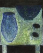 VIVIENNE WILLIAMS mixed media - still life study of a jug and bowl, entitled verso on Martin
