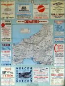 J W HARDING & CO circa 1940/50s coloured motoring map with surrounding adverts - twelve local