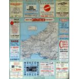 J W HARDING & CO circa 1940/50s coloured motoring map with surrounding adverts - twelve local