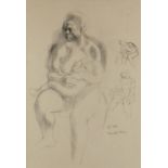 HANDEL EVANS charcoal / pencil on paper - life drawing of a West Indian mother and child, signed and