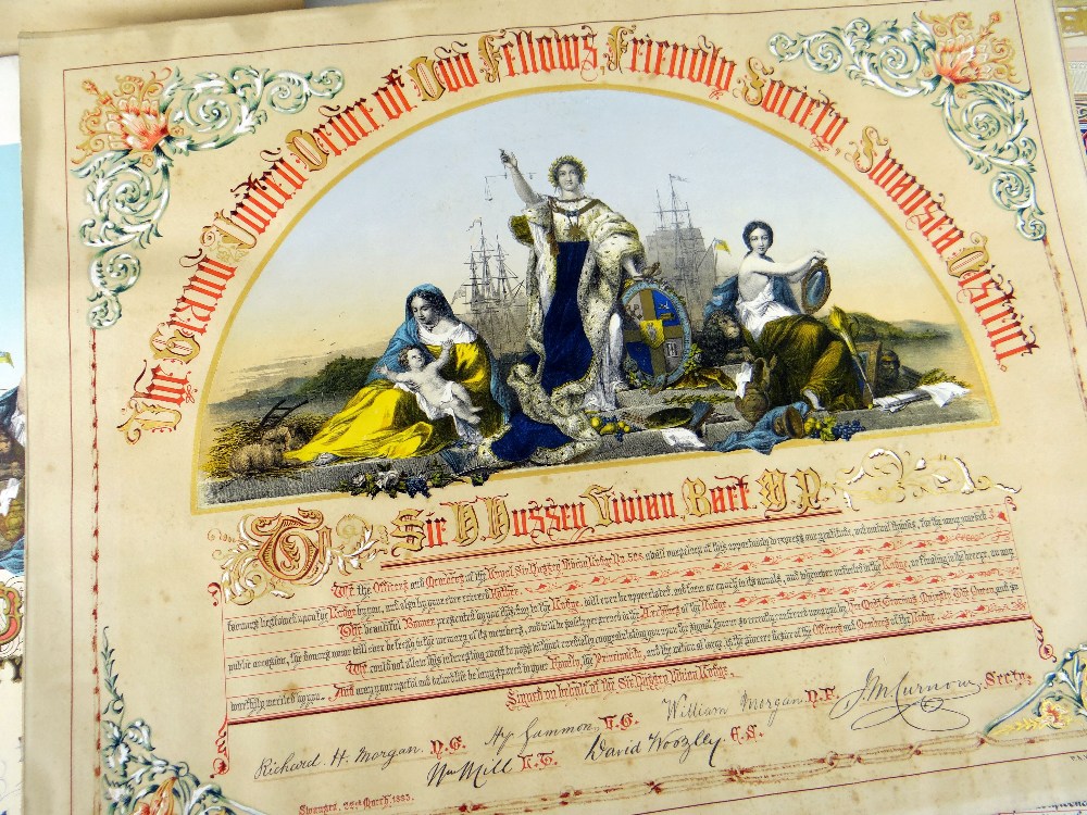 SEVEN HIGHLY DECORATIVE LATE-VICTORIAN CALLIGRAPHY & PICTORIAL CERTIFICATES ILLUSTRATED BY HAND - Image 3 of 9