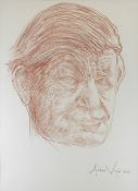 ANDREW VICARI mixed media with pencil - head and shoulders portrait of W H Auden, entitled verso