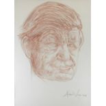 ANDREW VICARI mixed media with pencil - head and shoulders portrait of W H Auden, entitled verso