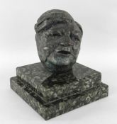 PETER NICHOLAS (1934 - 2015) bronze sculpture - head portrait of Aneurin Bevan, mounted to a stepped