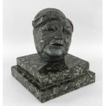 PETER NICHOLAS (1934 - 2015) bronze sculpture - head portrait of Aneurin Bevan, mounted to a stepped