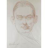 ANDREW VICARI mixed media with pencil - head and shoulders portrait of a young T S Eliot, entitled