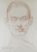 ANDREW VICARI mixed media with pencil - head and shoulders portrait of a young T S Eliot, entitled