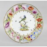 FINE & RARE NANTGARW PORCELAIN PLATE London decorated, the border with a continuous link of colour