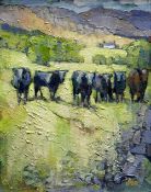 IFOR PRITCHARD oil on board - Welsh cattle in Snowdonia, signed 'Ifor', 31 x 25cms