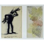 GEORGE WYLIE FAIRLEY two colour printed greeting cards - a single monochrome figure carrying