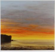 CERI AUCKLAND DAVIES limited edition (37/250) print - entitled 'Llangrannog Sunset', signed in