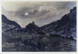 SIR KYFFIN WILLIAMS RA limited edition (13/75) colour print - old upland dwelling with dry stone