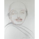 ANDREW VICARI mixed media with pencil - head and shoulders portrait of Tennessee Williams,