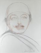 ANDREW VICARI mixed media with pencil - head and shoulders portrait of Tennessee Williams,