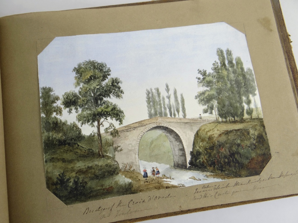 ALBUM OF WATERCOLOURS OF CONTINENTAL SCENES from a 'Grand Tour' type journey from one of the