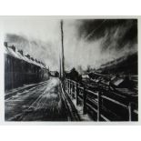 DAVID CARPANINI artist's proof etching - South Wales Valley street scene, entitled in pencil to