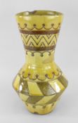 EWENNY SLIPWARE POTTERY VASE DESIGNED BY HORACE ELLIOTT of bottle form with straight-sided expanding