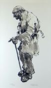 SIR KYFFIN WILLIAMS RA limited edition (206/750) print - hunched figure, entitled 'Farmer at