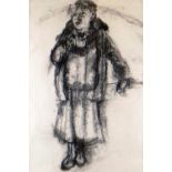 SHANI RHYS JAMES charcoal - standing figure of a female, entitled verso on Martin Tinney label '