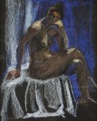 CLAUDIA WILLIAMS pastel - study of seated nude female, signed and dated '99, 45 x 35cms