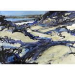 HOWARD COLES mixed media - North Wales coastal landscape, entitled verso 'Harlech Dunes', signed, 32