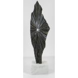 DARREN YEADON Preseli bluestone sculpture on Carrara marble base - abstract, entitled 'Star',