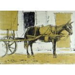 ARTHUR CHARLTON lithograph - lame mule and cart, signed, 20 x 27cms Auctioneer's Note: the artist