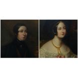 NINETEENTH CENTURY BRITISH SCHOOL oil on canvases, a pair - head and shoulders portrait of a young