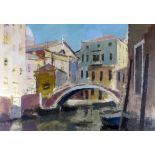 HOWARD ROBERTS mixed media - entitled on Howard Roberts Gallery label verso 'Canal in Venice',