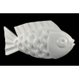 DARREN YEADON Carrara marble sculpture - stylized fish, 47cms long