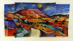 CHRIS GRIFFIN mixed media - entitled verso 'Landscape with Road', signed, 18 x 31cms