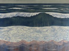 ARTHUR CHARLTON lithograph - waves, 42 x 57cms Provenance: from the Charlton family