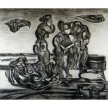 MERLYN EVANS etching - figures, entitled 'Tragic Group' dated 1949/50, 60 x 70cms Auctioneer's Note: