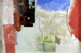 IVOR DAVIES mixed media with collage and construction - abstract, signed and dated 2013, 59.5 x 90.