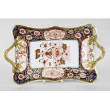 SWANSEA PORCELAIN RECTANGULAR TWIG-HANDLE DISH painted in the Imari palette, Japan pattern 'No.264',