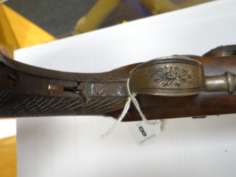 LATE 18TH / EARLY 19TH CENTURY FLINTLOCK PISTOL BY EDWARD BATE stamped maker's mark to yellow - Image 7 of 34