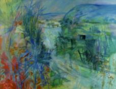 BURT ISAAC mixed media - landscape, label verso for exhibition at Llanover Hall, 1996, signed and