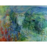 BURT ISAAC mixed media - landscape, label verso for exhibition at Llanover Hall, 1996, signed and
