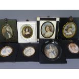 VICTORIAN & LATER PORTRAIT MINIATURES COLLECTION including four painted and four printed examples,