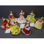 SEVEN ROYAL DOULTON LADY FIGURINES, 'Autumn Ball' HN5465, 'Summer Ball' HN5464, 'Winter Ball'