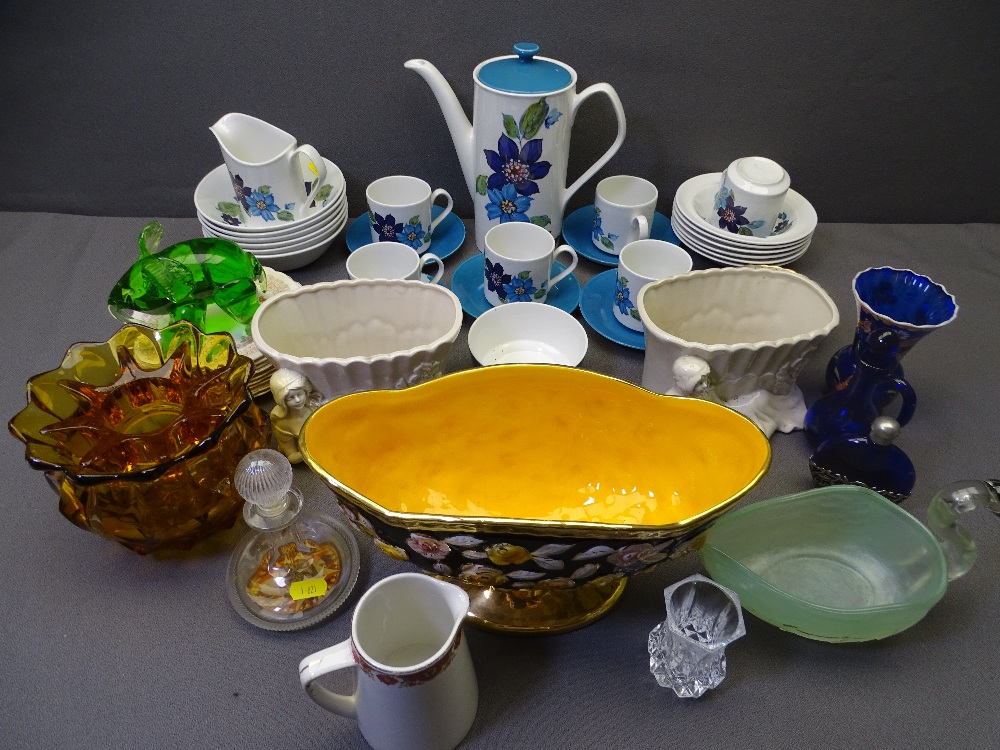 MID-CENTURY TEAWARE, pottery and glass planters ETC