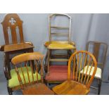 ANTIQUE & LATER MISCELLANEOUS CHAIR GROUP, seven pieces including a mahogany hall chair, a pair of