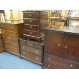 STAG MAHOGANY BEDROOM FURNITURE, four pieces to include multi-drawer chest, tallboy and two