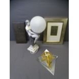 ART DECO/ART NOVEAU COLLECTABLE REPRODUCTIONS including a figural globe table lamp, small wall