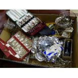 EPNS ITEMS including flatware, condiments ETC and a small parcel of haberdashery items