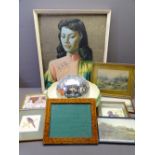 TRETCHIKO PRINT of an oriental lady, further framed pictures and prints, pottery wash bowl and a